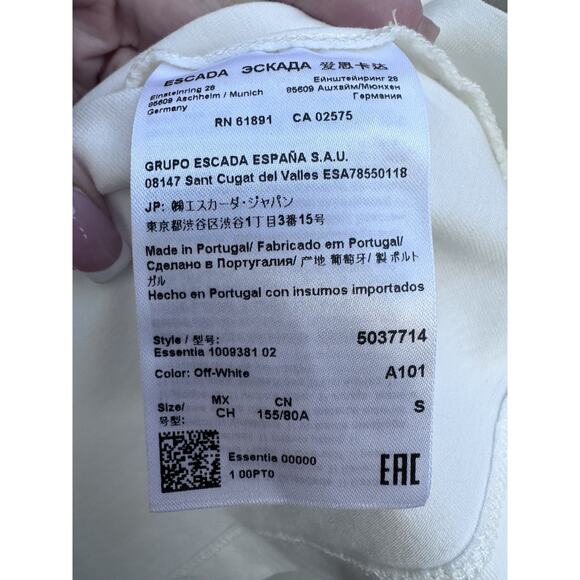 Escada Sport Basic T-shirt long sleeves Ivory Sz S Quiet Luxury Minimalist Luxe - Picture 11 of 14